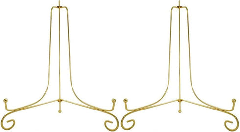 Artliving Gold Metal Plate Stands for Display - 10-Inch Adjustable Easel Holders for Plates, Frames, Cookbooks (2-Pack)