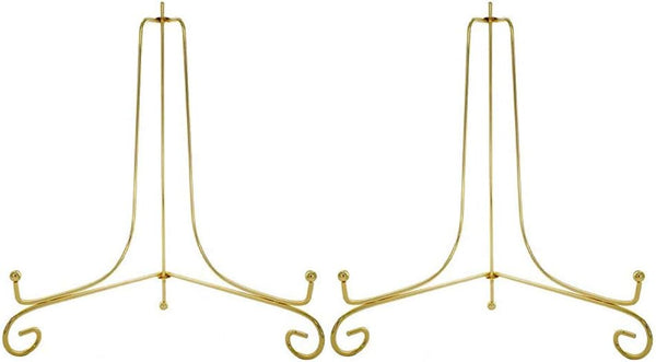 Artliving Gold Metal Plate Stands for Display - 10-Inch Adjustable Easel Holders for Plates, Frames, Cookbooks (2-Pack)
