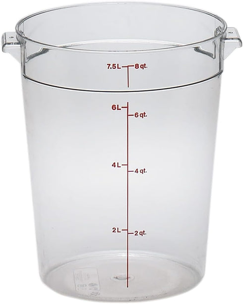 Cambro RFSCW8135 Clear Polycarbonate Round Food Storage Container, 8 Quart, Cover Sold Separately