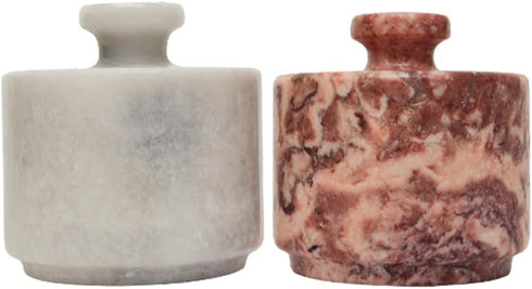 Marble Salt Cellar with Lid, 3.5 oz Capacity, Kitchen Counter Storage Container