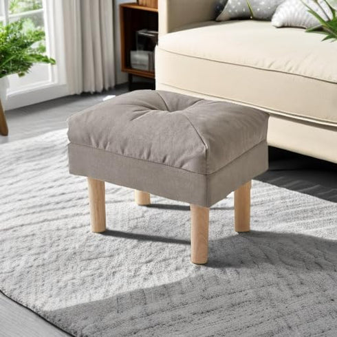 15.75" UHBD023G YMYNY Small Foot Stool Ottoman, Footrest with Sponge Soft Padded Seat, Cotton-Linen Blend Fabric