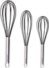 Silicone Whisk Set, 3 Pieces, Stainless Steel & Silicone Non-Stick Coating, 12-inch, 10-inch & 8.5-inch