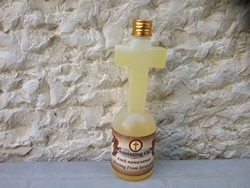 Holy Land Blessings 125 ml 100% Spiritual Blessing Anointing Oil in Cross Bottle Made in Jerusalem with pure