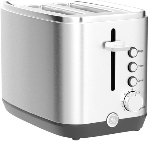 GE 2 Slice Stainless Steel Toaster, Extra Wide Slots for Toasting Bagels, 7 Adjustable Shade Settings, 850 Watts