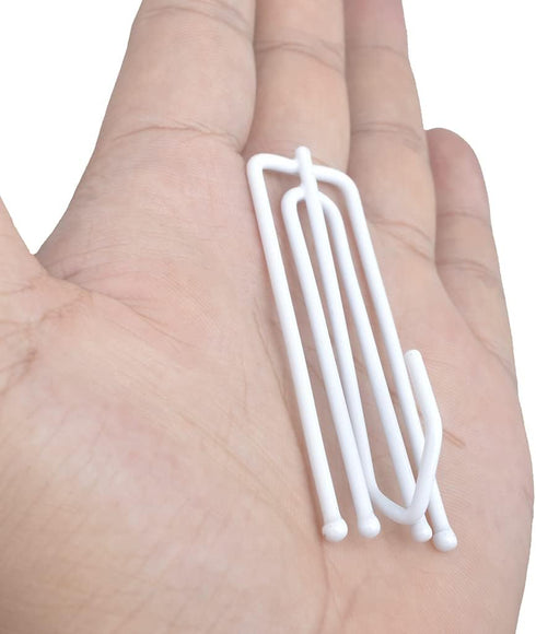 Ailejia White Curtain Drapery Pleat Hooks - 4 Prongs, 50pcs Traverse Pleater Pinch Pleat Clips for Drapery