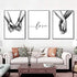 16"x20" Love and Hand in Hand Wall Art Canvas Print Poster, Set of 3 Unframed Black and White Couples Sketch Decor
