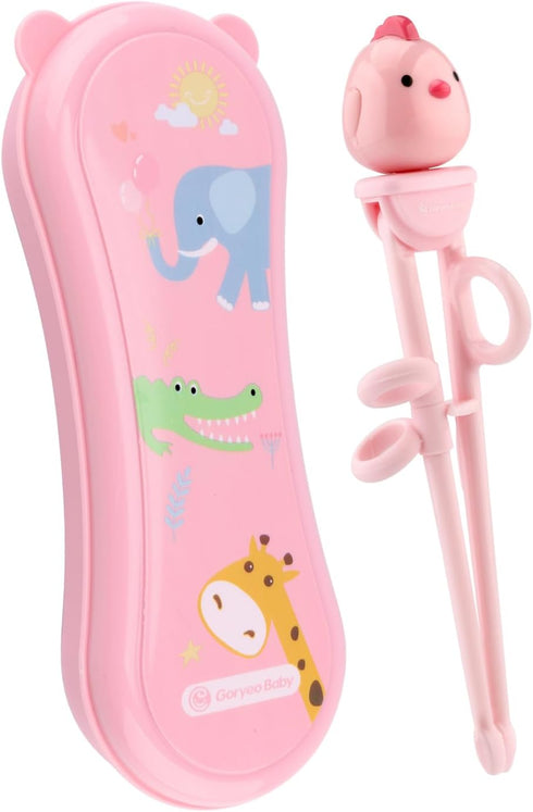 Training Chopsticks for Kids - Anti-dislocation Buckle Design, Harmless Material, Includes Portable Box (Pink)