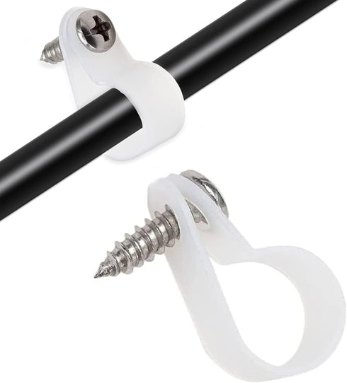 100 Pack 1/2 Inch Rope Light Clips with Stainless Steel Screws, P-Style Mounting Clips for Outdoor Cable Christmas
