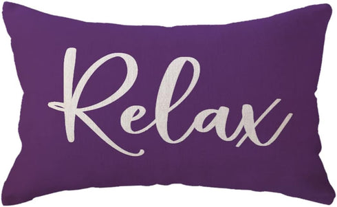 ULOVE LOVE YOURSELF Relax Lumbar Throw Pillow Case 1220 Inch Housewarming Gifts Farmhouse Purple Decorative