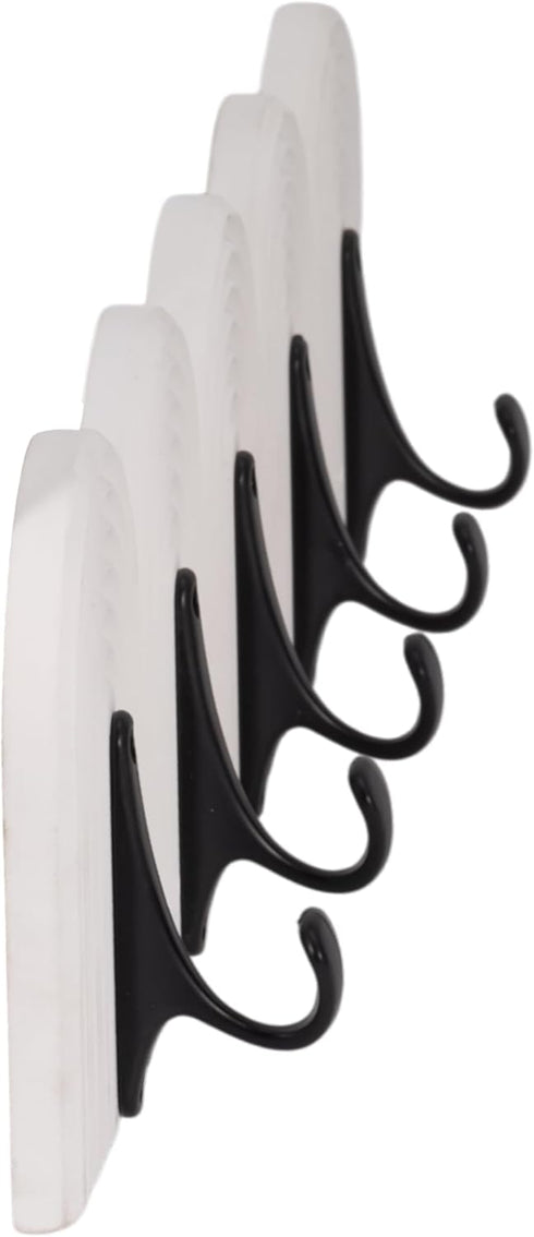 Sagebrook Home 24" White Wall Hooks - Elegant 5-Arch Design, Robust MDF and Iron, Home Organization Must-Have