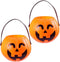 Halloween Portable Pumpkin Bucket 17cm Trick or Treat Candy Pail Holder, 2 Pieces