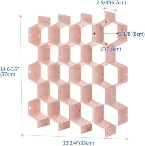 Poeland Adjustable Drawer Divider Organizer, DIY Grid Honeycomb Divider for Underwear, Belt, Scarf, Socks (Pink)