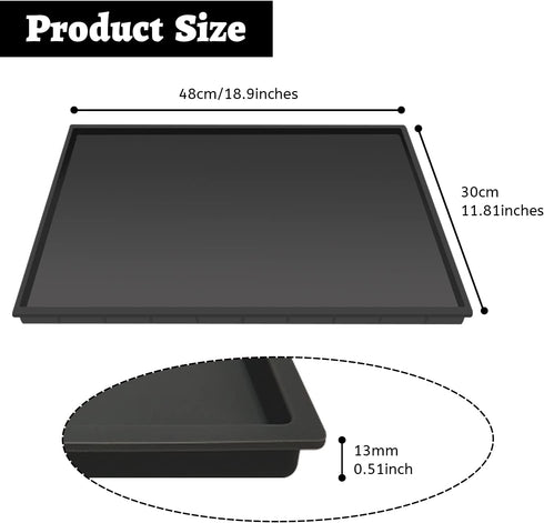 PIVBY Silicone Mat Under Coffee Machine With Lip Coffee Maker Appliance Automatic Machines Espresso Accessory Black Multifunctional Rubber Base Mat (18.9 x 11.8) by Ezebesta