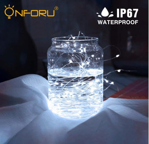 16 Pack 6.5ft IP67 Onforu White Fairy Lights Battery Operated String Lights, Waterproof Twinkle Lights LED Lights