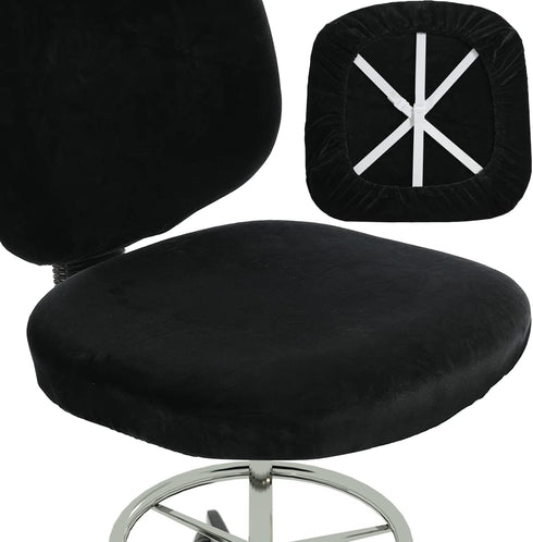 BUYUE Super Soft Velvet Task Office Chair Seat Cover, Washable Dustproof Slipcover Protectors (Black, Seat Cover Only)
