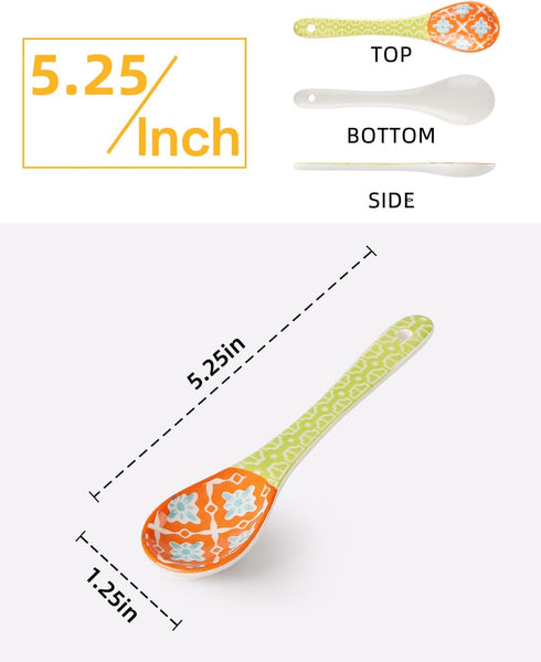 Ceramic Coffee Spoons, Colorful Teaspoons, Small Spoons for Espresso, Dessert, Tea, Stirring, Dishwasher & Microwave Safe, Assorted Colors, Set of 6