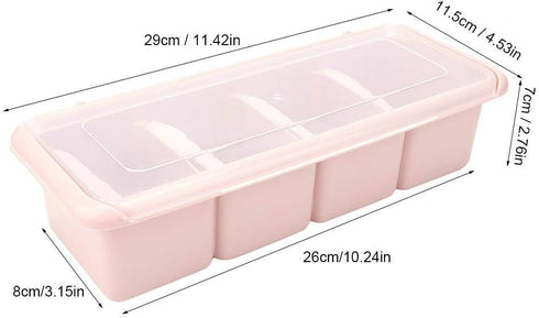 Yosoo 4 Compartments Seasoning Box Spice Rack Organizer Condiment Holder Container, 11.42 * 4.53 * 2.76in()