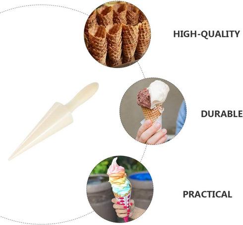Hemoton Ice Cream Waffle Cone Roller, Krumkake Cone Maker Wooden Pastry Waffle Cake Kitchen Baking Tool