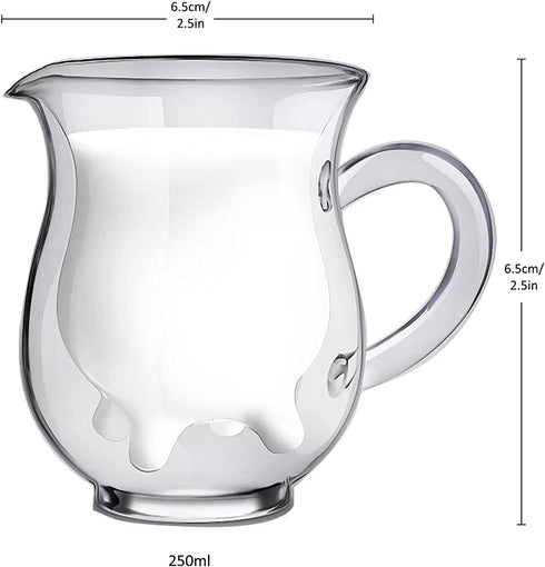 LEMONSODA Insulated Double Wall Milk Pitcher - Cute Cow Design Creamer, Tea, Milk, Coffee Pitcher (250 mL)