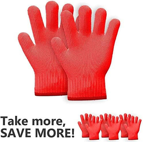Killer's Instinct Outdoors Heat Resistant Gloves, Oven Mitts with Fingers, Red Cotton Kitchen Holders Double Set