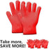 Killer's Instinct Outdoors Heat Resistant Gloves, Oven Mitts with Fingers, Red Cotton Kitchen Holders Double Set