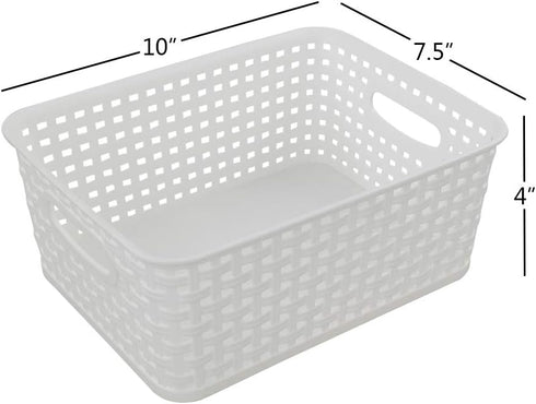 Plastic Weave Storage Basket Bin, 10" x 7.5" x 4", 6 Pack