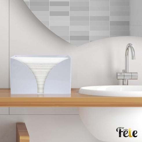 Paper Towel Holder Dispenser for Countertop, White Acrylic Napkin Holders for Kitchen or Bathroom, Great for Z-Fold