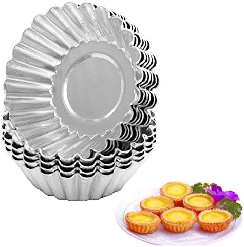 10 Pcs Stainless Steel Mini Tart/Pie Pans, Reusable Non-Stick Baking Molds for Tartlet and Cupcake Baking.