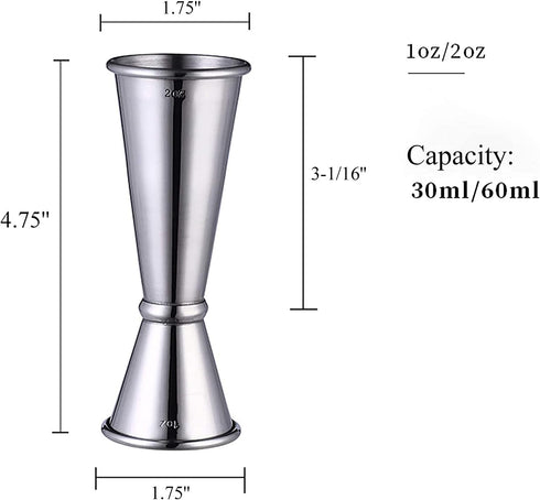 Yesland 3 Pcs Double Cocktail Jigger - Stainless Steel Bar Measuring Jigger, 0.5 Oz to 2 Oz, Silver