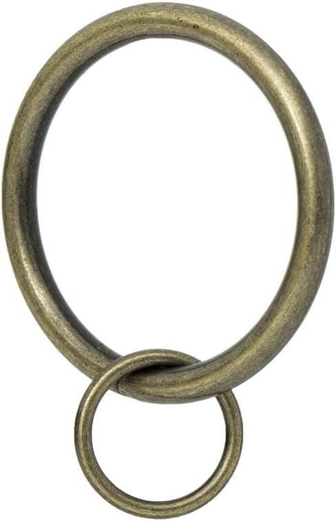 Ivilon Drapery Eyelet Curtain Rings, 1.7" Ring Loop for Hook Pins, Set of 14, Antique Brass