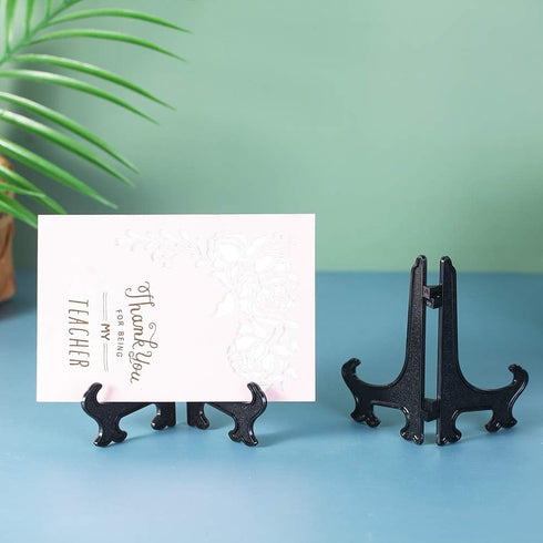 Artliving 5" Black Plastic Easels, 24pcs/Set Plate Display Stands, Picture Frame Holder