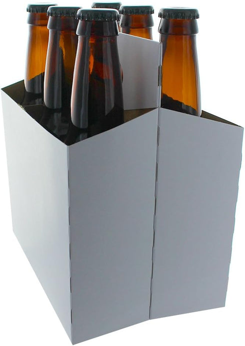 6 Pack 12 (10 Count) Cardboard Beer Bottle Carrier For Ounce Bottles White