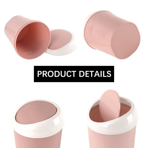 SITAKE 2 120 Pcs Plastic Mini Wastebasket Trash Can with Trash Bags, Tiny Desktop Waste Garbage Bin with Swing Lid
