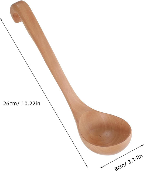 Alipis 2pcs Long Handle Spoon with Hook Rice Spoons Japanese Bamboo Spoons Honey Spoons Ramen Bowl Spoon Wooden Spoon Small Spoons Ramen Noodles Soup Spoon Vintage Acacia Ice Cream Scoop