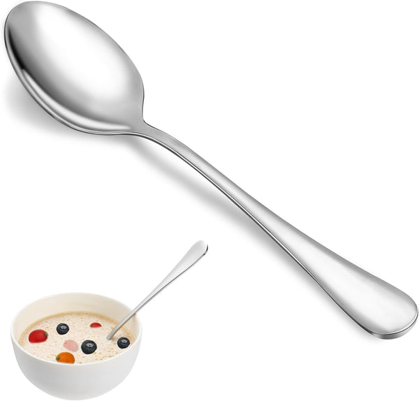 Dinner Spoon Set, 16 Pcs 7.3" Tablespoons, Premium Food Grade 18/10 Stainless Steel, Durable Metal Spoons, Mirror