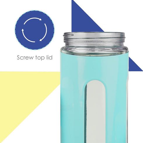 Kitchen Canisters Set for Countertop by Home Basics, Retro-Styled Stainless Steel and Glass, 4 Pieces (Turquoise)