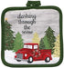Vintage Truck/Christmas 5 Piece Bundle Package, Oven Mitt, Kitchen Towels, Pot Holders