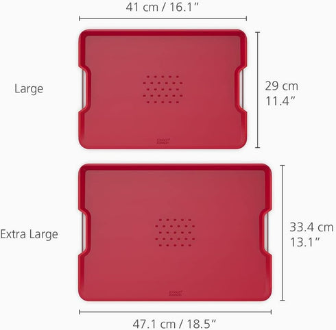 Joseph Joseph Cut&Carve Plus Multi-Function Cutting Board, X-Large, Red