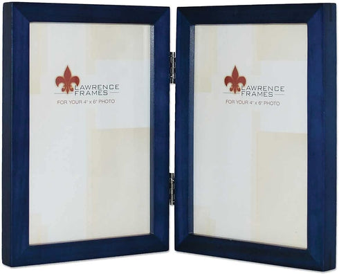 Hinged Double Blue Wood Picture Frame, Gallery Collection, 4 by 6-Inch by Lawrence Frames