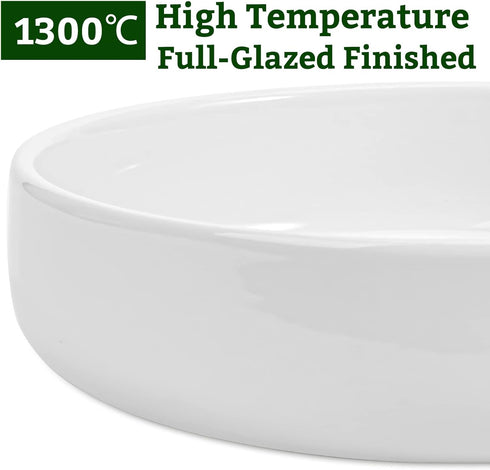 ZOUTOG 6 Inch White Ceramic Flower Planter Pots with Bamboo Tray, Pack of 2 - Plants Not Included