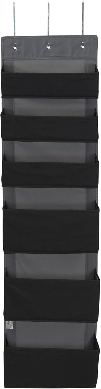 Household Essentials Black 6 Pouch Fabric Over The Door Organizer