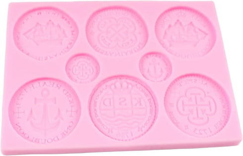 Treasure Coins Silicone Mold, Fondant Molds for Cake Decoration, Cupcake Topper, Chocolate Candy