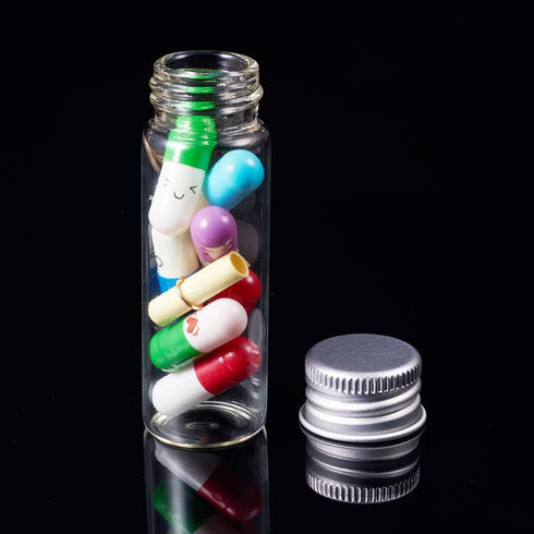 BENECREAT 20 Pack 15ml/0.5oz Glass Bottles Sample Vials with Screwed Aluminum Caps for Crafts Decorations