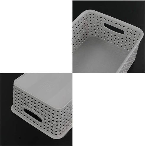 6-Pack Plastic Storage Organizer Basket, Slightly Gray, 10.04"L x 7.48"W x 3.95"H