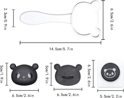 Bento Accessories Rice Ball Mold - Cartoon Panda Sushi Maker Mould, Seaweed Cutter for Kids Packed Lunch
