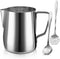 Milk Frothing Pitcher Cup, 12oz/350ML Stainless Steel Steaming Jug for Coffee Latte Art, Barista Accessories