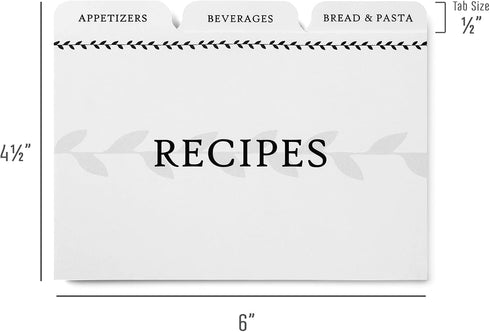 Jot & Mark Recipe Card Dividers | 24 Tabs, 4x6 Inch Cards, Organize Recipe Box (Classic)