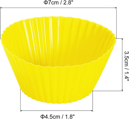 uxcell 18Pcs Silicone Cupcake Liners, Non-Stick Baking Cups, for Cooking Eggs, Baking Muffins and Make a Cake(Yellow) by uxcell