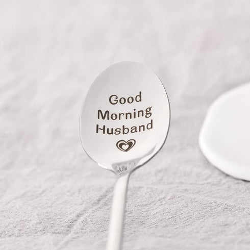 I Love You Gifts for Him, Good Morning Husband Spoon, Happy Birthday Gift for Husband from Wife, Ice Cream Serving