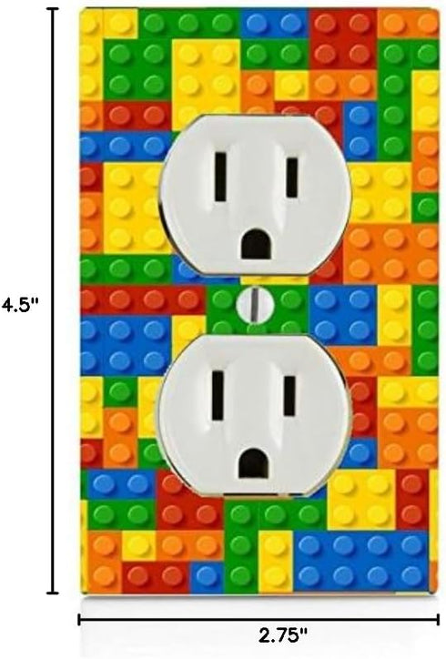 Colorful Bricks Design Print Image Electrical Outlet Plate
